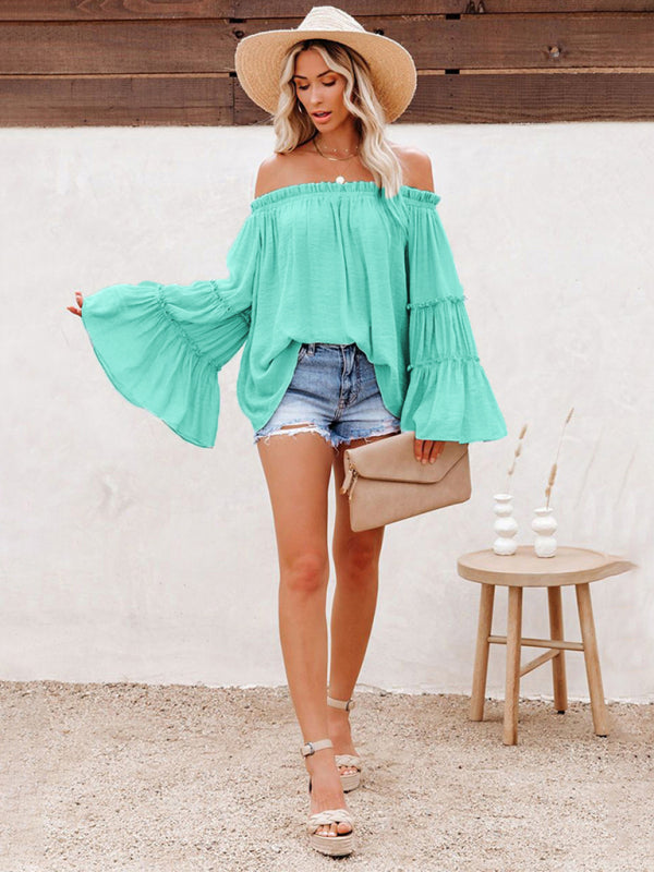 Elegant Flared Sleeve Blouse Top