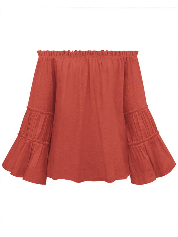 Elegant Flared Sleeve Blouse Top