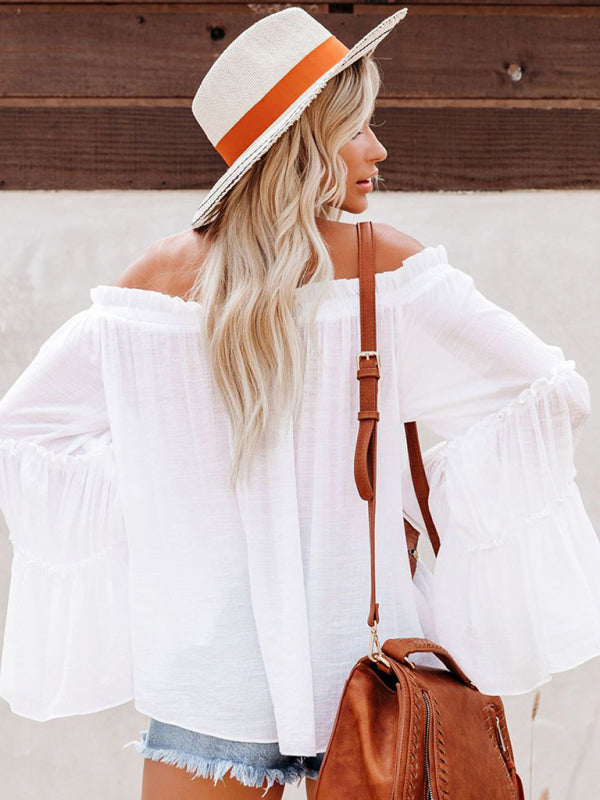 Elegant Flared Sleeve Blouse Top