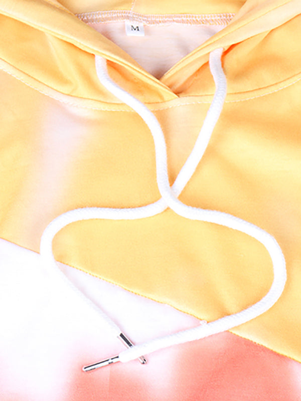 Casual Long Sleeve Panel Printed Hoodie