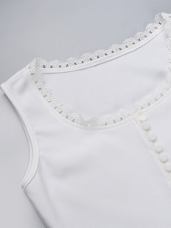 Elegantes Trägershirt aus Sling-Spitze mit festem Knopf