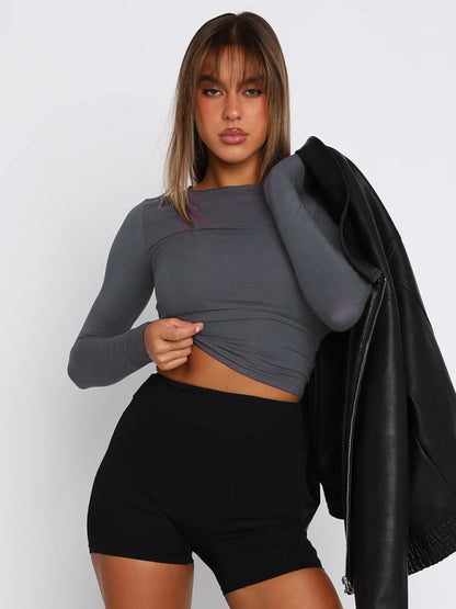 Solid Color Slim Fit Pullover T Shirt